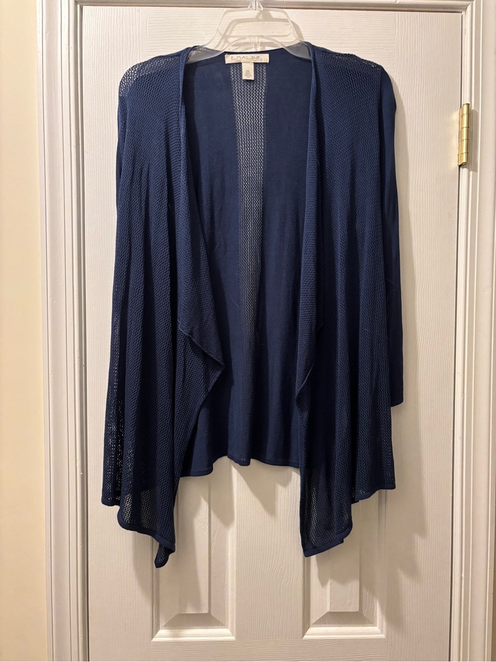 Emaline Navy Open Drape Knit Cardigan